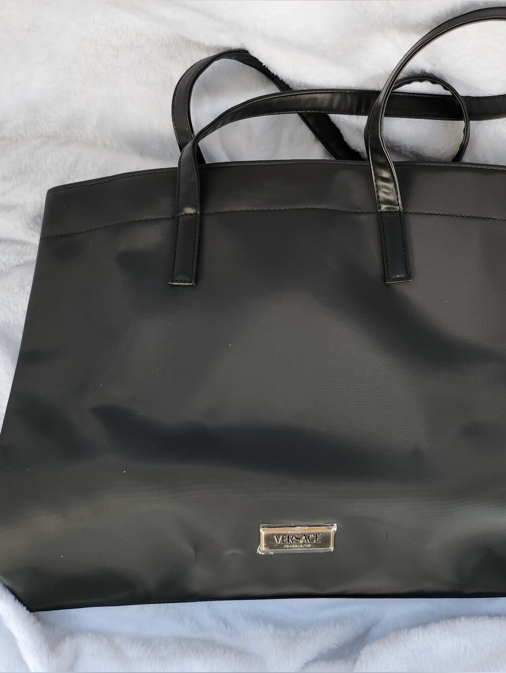 Versace Black Tote With Shoulder Strap And Gold Hardware